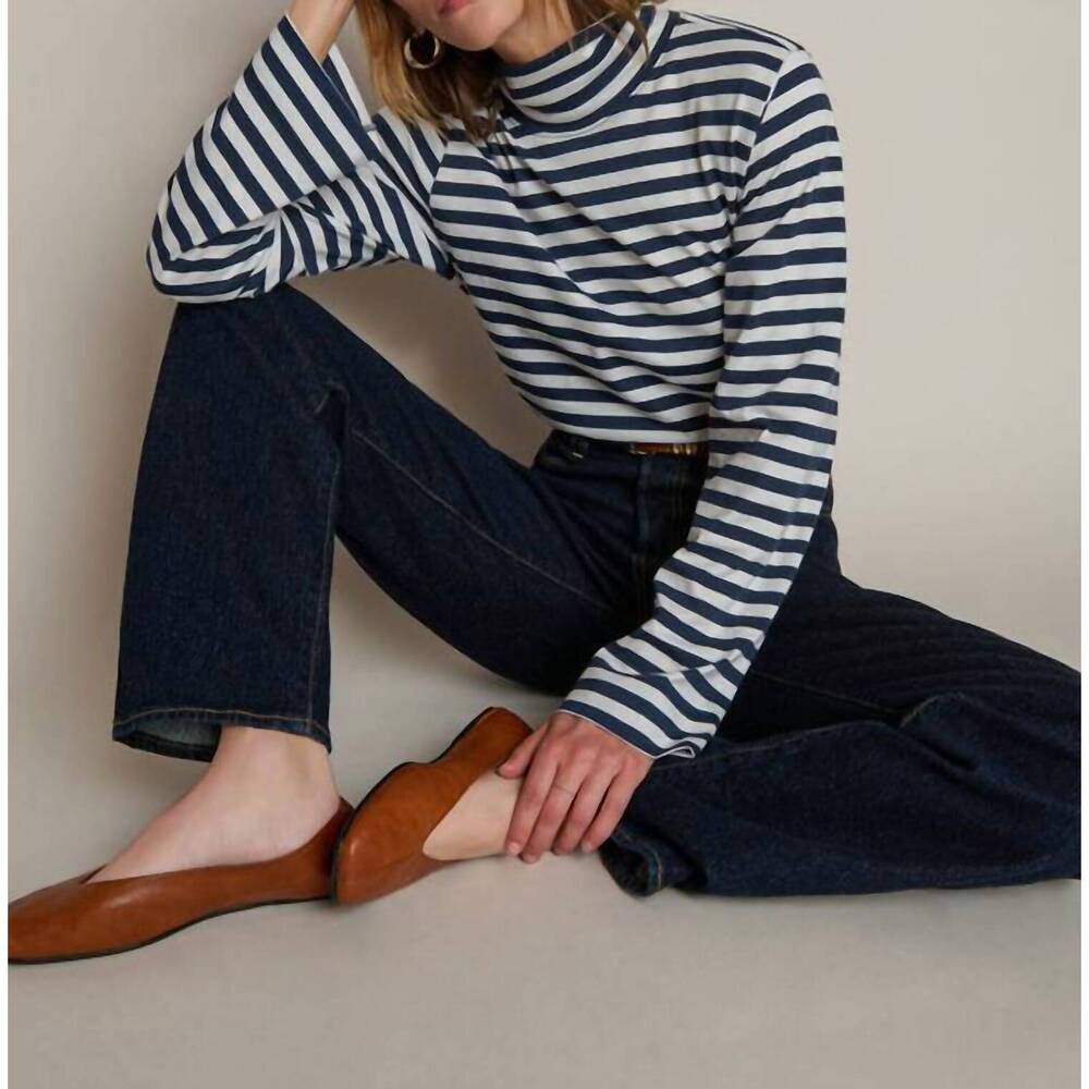 NEW NATION LTD neo mock neck tee in seascape stripe - Picture 6 of 6